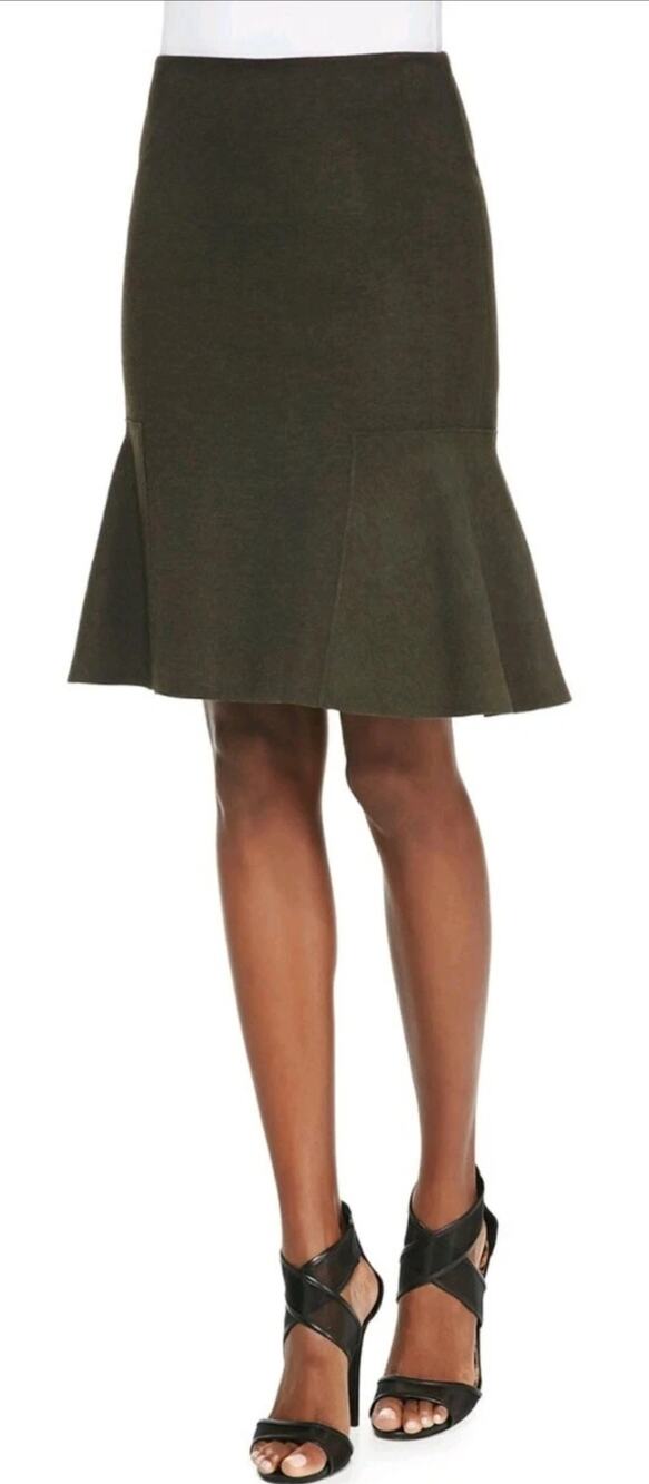 Elie Tahari Bonnie grey flounced hem tulip skirt size 6 office siren career